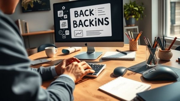 Backlink Visibility Challenges for Small Businesses: Computer displaying backlinks concept.