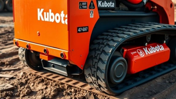 Close-up of a Kubota skid steer for choosing the right skid steer tracks.