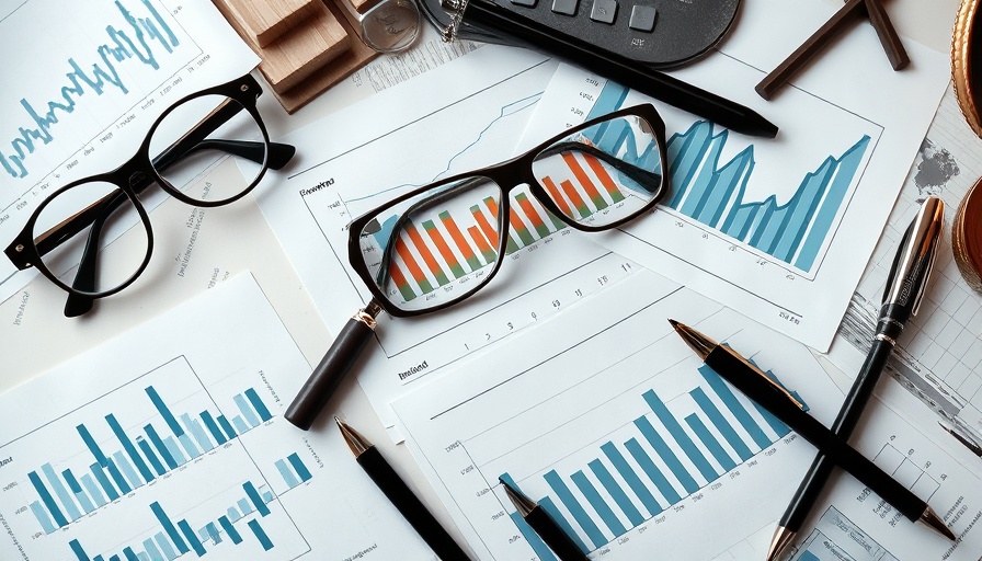 Smart financing strategies paperwork with charts and magnifying glass on a desk.