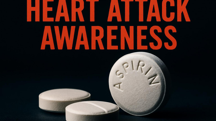 Heart attack tips with aspirin tablets for seniors over 60.