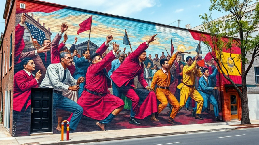 Vivid mural commemorating 1906 Atlanta Race Massacre on building exterior.