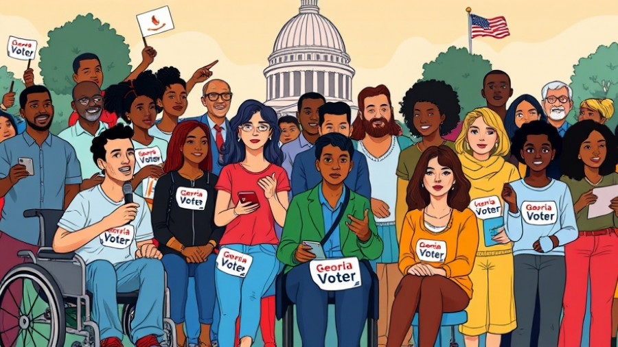 Illustration of civic participation showcasing diverse group in Atlanta.