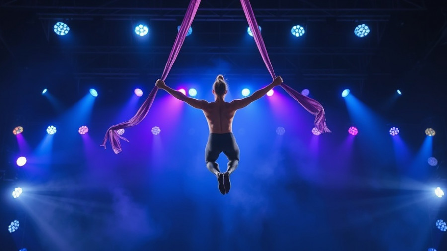 Aerial performer in misty stage lighting for Havoc Movement Wolfman review.