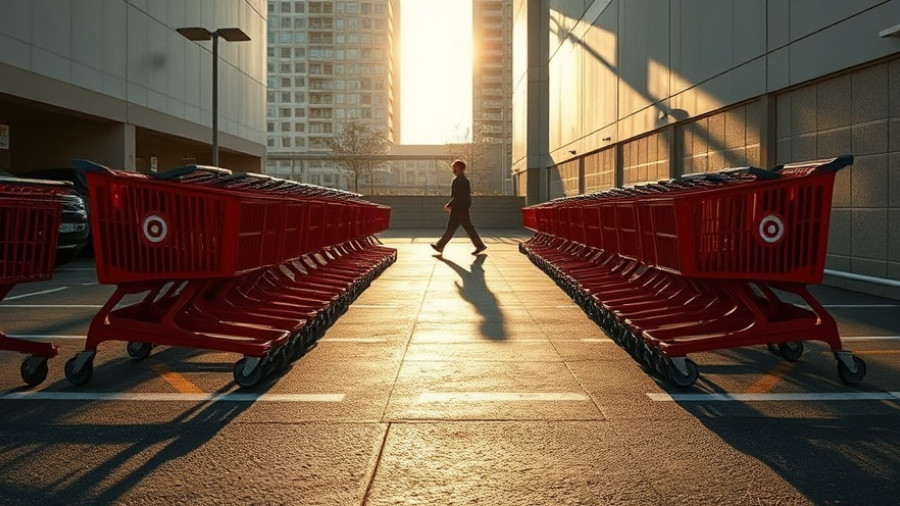 Target layoffs visualized by empty parking lot with carts.