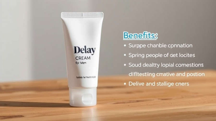 Delay creams for men tube with benefits text.