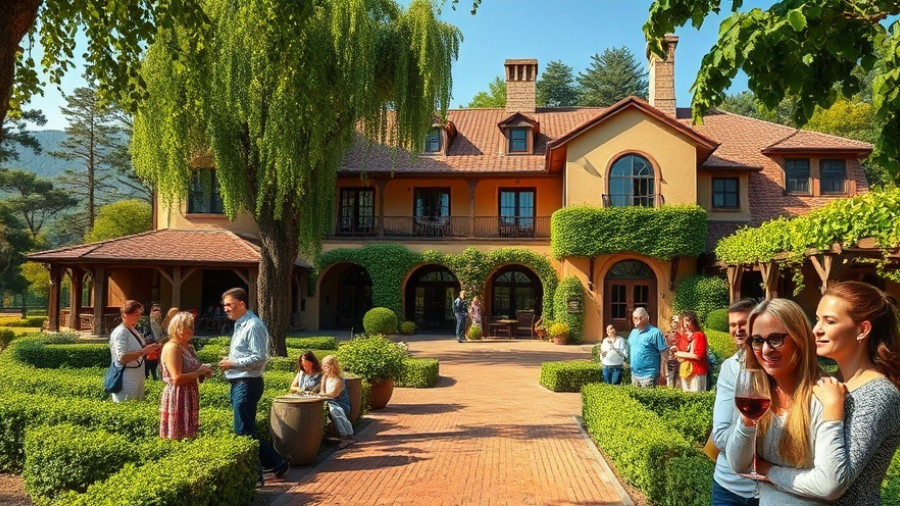 Beautiful vineyard estate during North Georgia Vineyard Fest, wine tasting scene.