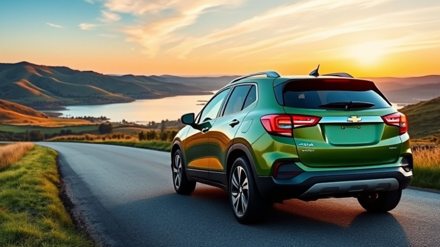 Sleek 2026 Chevrolet Trax parked on a country road at sunset.