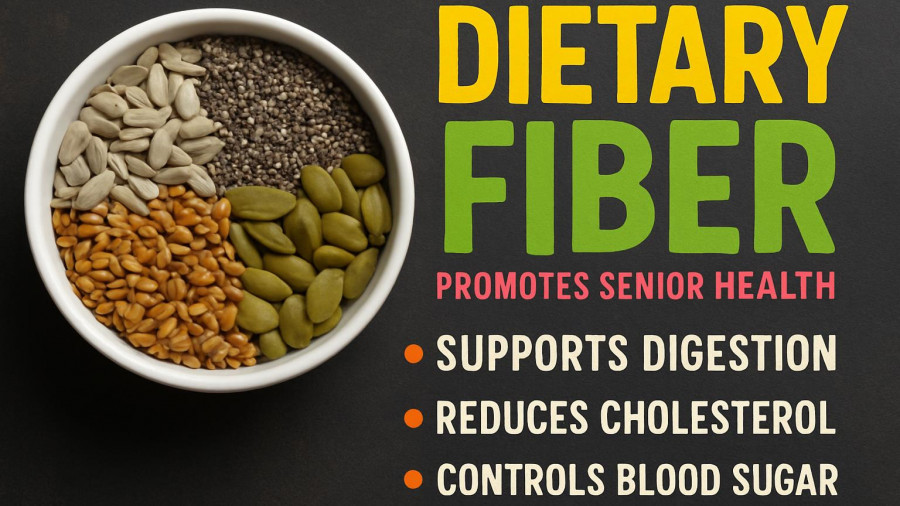 Nutritious seeds in bowl promoting senior health benefits.
