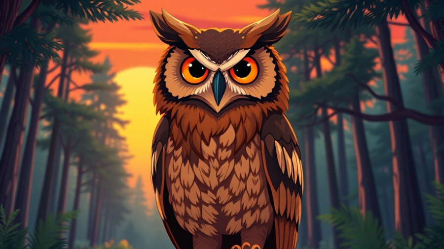 Majestic owl in vibrant forest, symbolizing recovery from burnout.