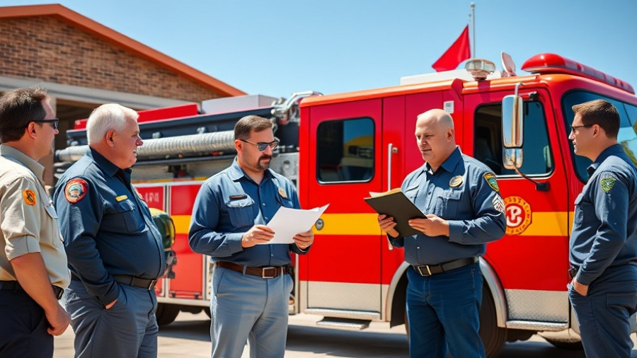 Men standing in front of fire truck during Marietta First Responders Day.