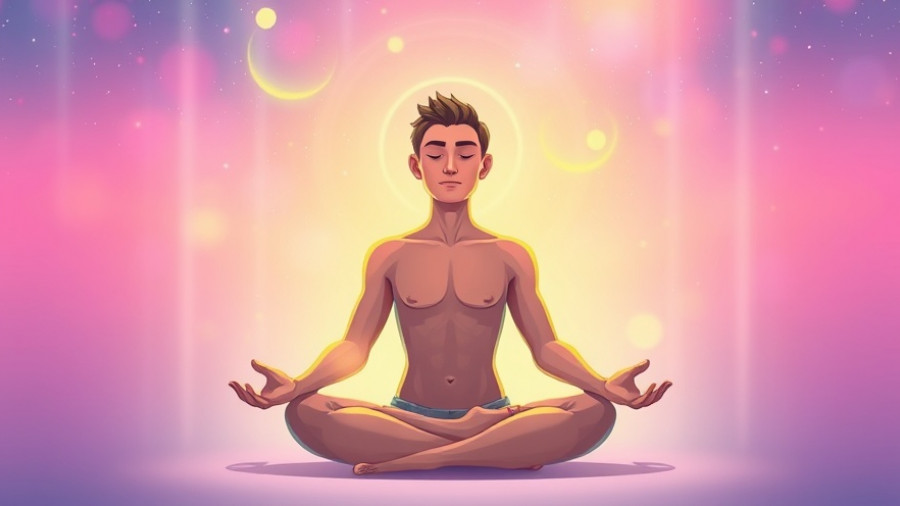 Person meditating with cosmic aura, strength in chronic illness concept.