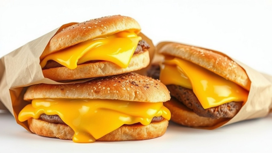 Eggslut breakfast sandwich pattern, cheese oozing, on white.