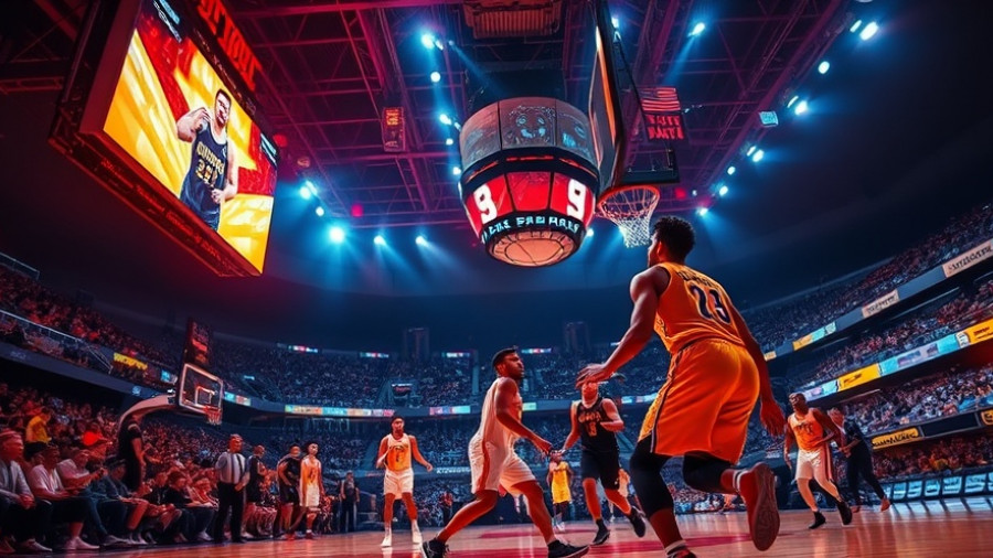 Overtime Elite Basketball game in Atlanta with vibrant arena lights.