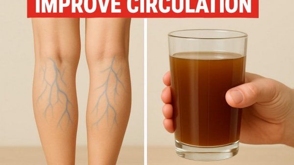 Drink increases blood flow and circulation, informative visual.