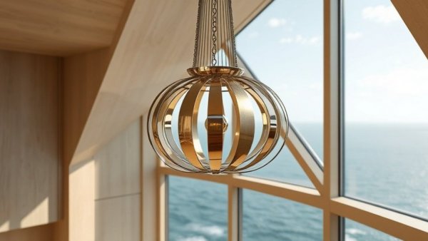 Disney Destiny Sweet Suites elegant chandelier with ocean view.