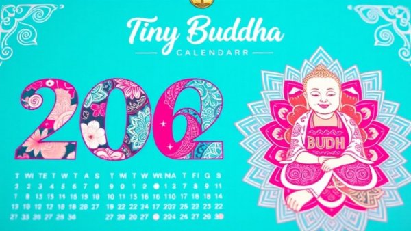 2026 Tiny Buddha Calendar featuring inspirational quote and vibrant design.