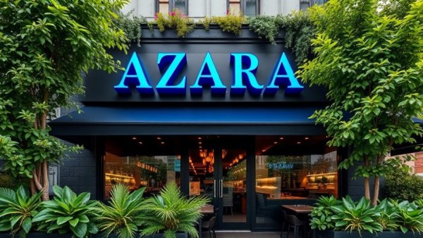 Global-Inspired Restaurant AZARA exterior in Atlanta Eastside with greenery.