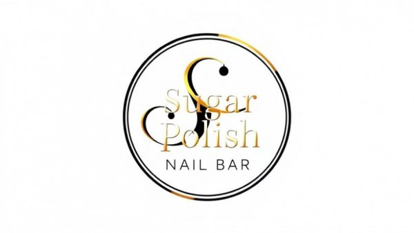 Sugar Polish Nail Salon Atlanta elegant gold logo design.