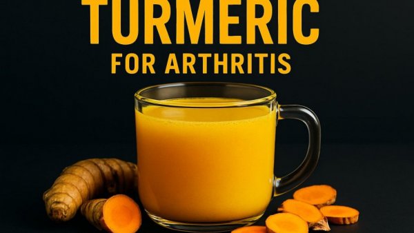 Turmeric drink and root for natural arthritis relief.