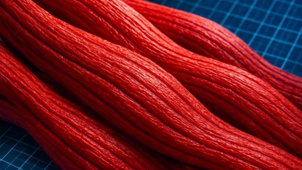 Vivid illustration of muscle fibers highlighting macrophages in muscle recovery.