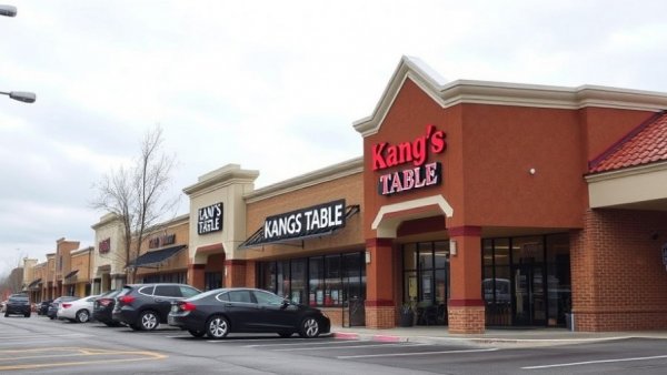 Kang's Table restaurant exterior viewed in a strip mall.