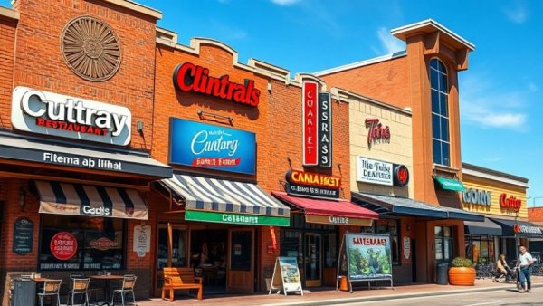 Metro Atlanta restaurant storefronts showcasing diverse architectural styles and signage.