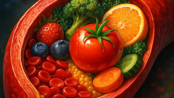 Fiber in fruits and vegetables positively impacts artery health.