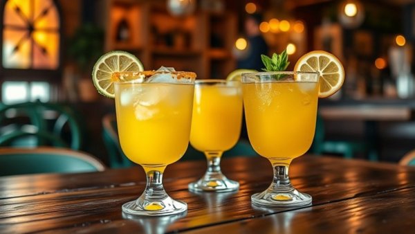 Taco Mama Newnan opening: refreshing margaritas with lime garnish on wooden table.