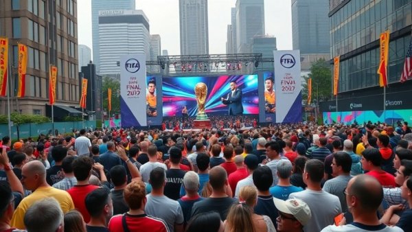 FIFA World Cup Final Draw watch party in Atlanta, lively crowd.