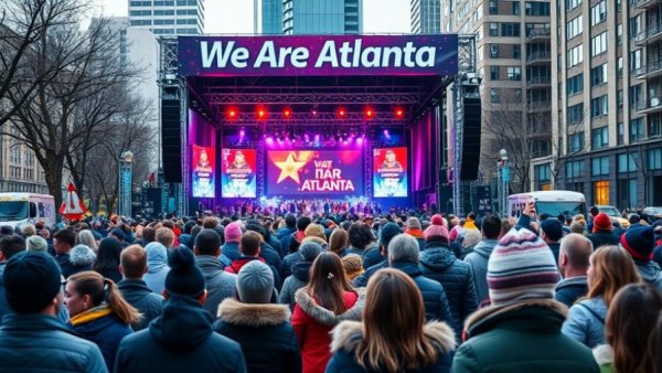 FIFA World Cup 2026 Atlanta matches event stage with crowd.