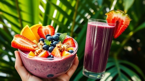 Playa Bowls Atlantic Station smoothie and acai bowl in tropical setting.