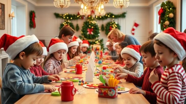 Festive brunch with Santa, children crafting, laptop donation event.
