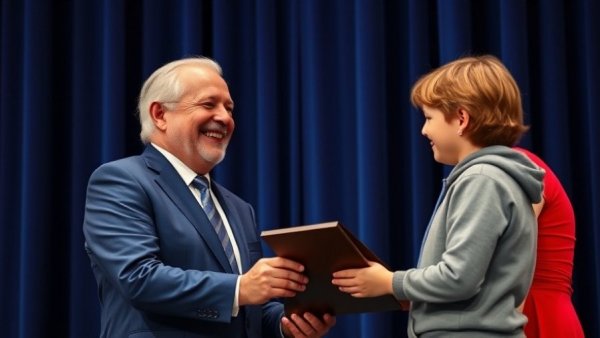 Mayor Steve Tumlin awarded by child, promoting health initiatives.