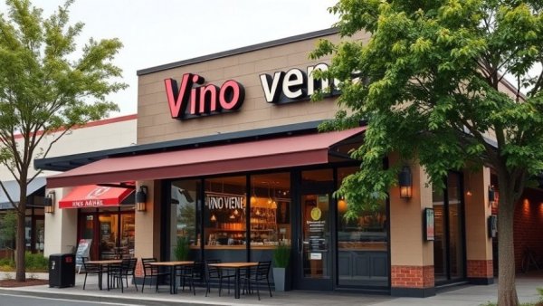 Front of Vino Venue restaurant with outdoor seating, highlighting its closure.