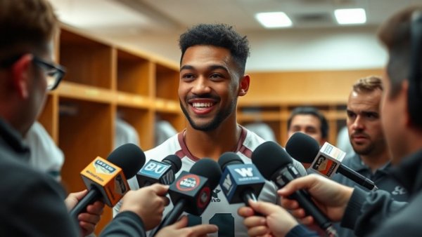 Atlanta Falcons player giving interview after final games.