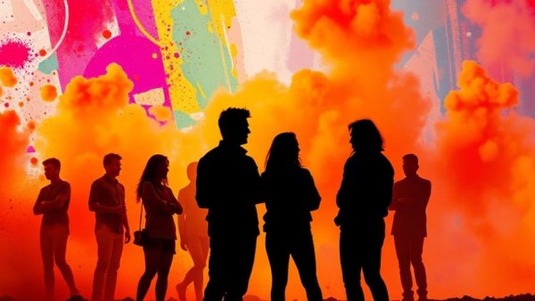 Vibrant illustration depicting the importance of listening in communication through silhouetted figures.