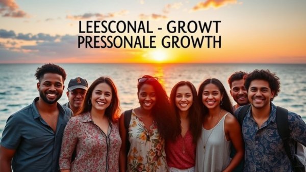 Diverse group promoting the Best Year of Your Life Summit 2026 at sunset.