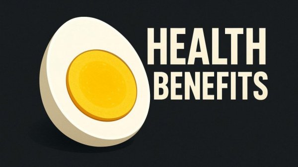 Image highlighting the benefits of eating eggs every day with a hard-boiled egg graphic.