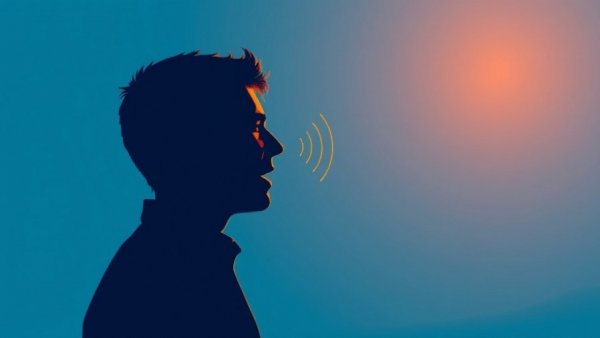 Minimalistic silhouette of person speaking, news Atlanta.