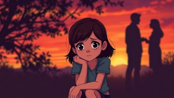 Grieve the Parents You Needed: Sad young girl with arguing parents silhouette.
