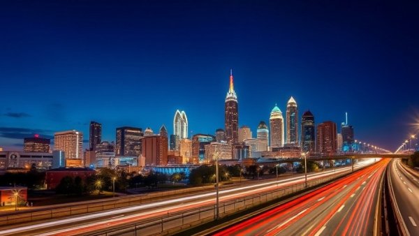 Vibrant nighttime Atlanta skyline with busy highway, 2025 health trends.