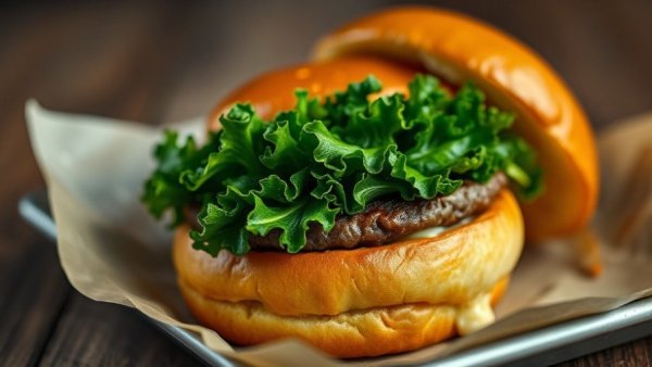 Gourmet burger with kale in new Atlanta restaurants.