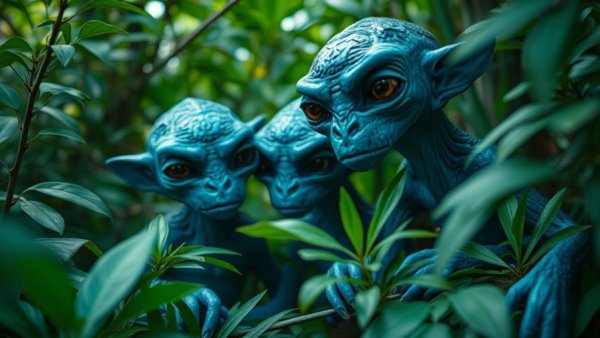 Avatar: Fire and Ash characters in an alien jungle.