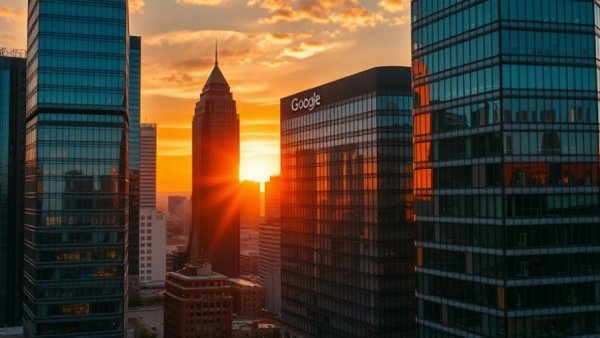 Atlanta skyline at sunset with Google's office, related to Selig Enterprises $245M Refinance Atlanta.