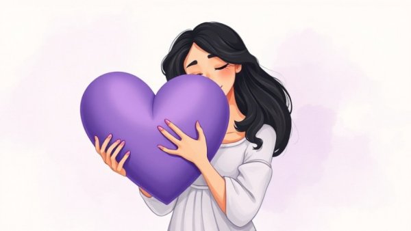 Illustrative woman embracing self, Stop Judging Yourself message.