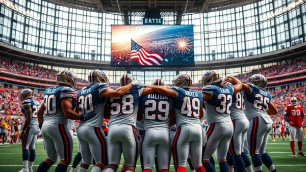Atlanta Falcons season ending victory celebration captured on stadium screen.