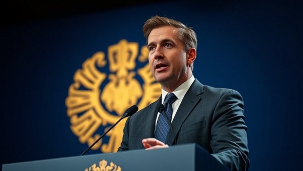 Andre Dickens sworn in as Atlanta Mayor giving speech with emblem back.