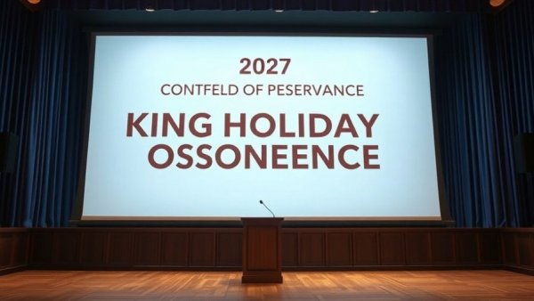 Projection screen details 2026 King Holiday Observance on stage.