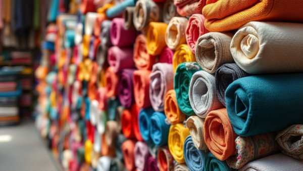 Colorful fabric rolls in Mood Fabrics' new store concept.