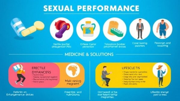 Top sexual performance medicines infographic with lifestyle tips.